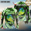 Maxcorners Fishing Green Hexagon Splash Sun Protection Personalized Name, Team Name Long Sleeve Shirt