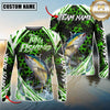 Maxcorners Fishing Green Hexagon Splash Sun Protection Personalized Name, Team Name Long Sleeve Shirt