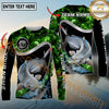 Maxcorners Fishing Green Smoke Splash Sun Protection Personalized Name, Team Name Long Sleeve Shirt