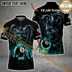 Maxcorners Pool 8 Skull Flame Billiard Jersey Multicolor Options Personalized Name, Team Name 3D Shirt