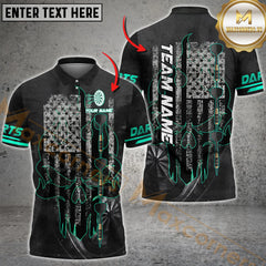 Maxcorners Darts Black USA 3 Arrow MutilColor Option Customized Name, Team Name 3D Polo Shirt