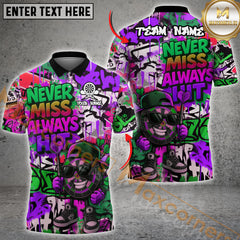 Maxcorners Darts “Never Miss, Always Hit” Dartboard Street Multicolor Customized Name, Team Name 3D Shirts