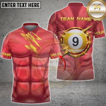 Maxcorners Billiards Lightning Muscle Power 9 Ball Personalized Name, Team Name 3D Shirt