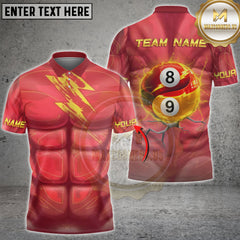 Maxcorners Billiards Lightning Muscle Yin Yang 8 Ball 9 Ball Personalized Name, Team Name 3D Shirt