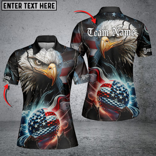 Maxcorners Golf Eagle American Glory  Customized Name, Team Name 3D Unisex Shirt