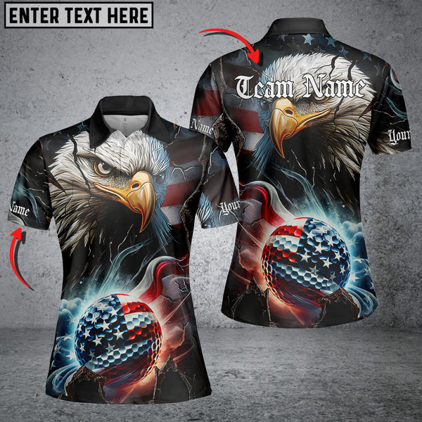 Maxcorners Golf Eagle American Glory  Customized Name, Team Name 3D Unisex Shirt
