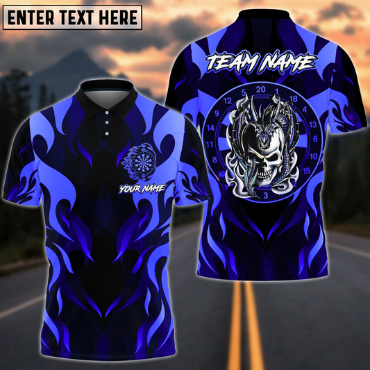 Maxcorners Darts Flame Dragon Skull Multicolor Option Customized Name, Team Name 3D Shirt (4 Colors)