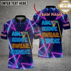 Maxcorners Billiard Aim Shoot Swear Repeat Neon Pool Personalized Name 3D Unisex Shirt