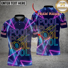 Maxcorners Billiard Pool 8-Ball Neon Repeated Personalized Name 3D Unisex Shirt