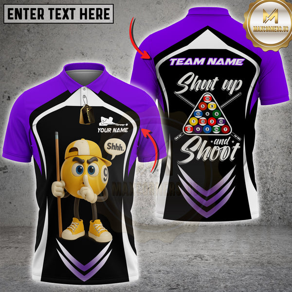 Maxcorners Billiard 9-Ball Pool Shut Up and Shoot Multicolor Customized Name, Team Name 3D Shirt