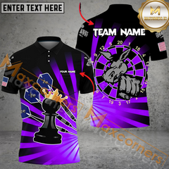 Maxcorners Darts King Chess MutilColor Option Customized Name, Team Name 3D Polo Shirt