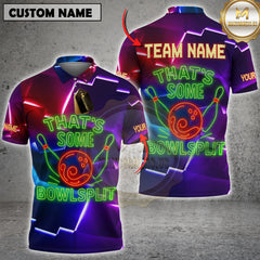 Maxcorners Bowling That's Some Bowlsplit Neon Style Personalized Name, Team Name Unisex 3D Shirt
