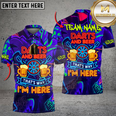 Maxcorners Darts And Beer That’s Why I’m Here Neon Style Personalized Name 3D Unisex Shirt