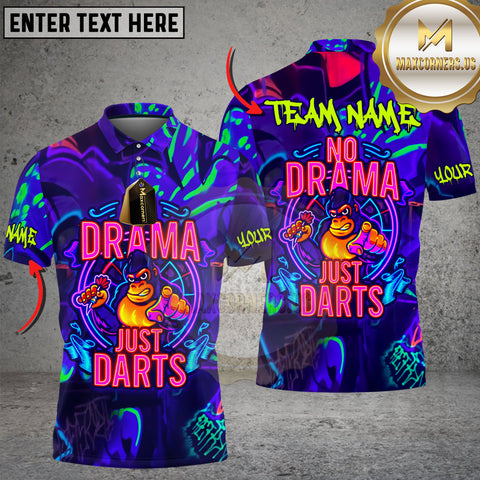 Maxcorners Darts No Drama Just Darts Gorilla Neon Style Personalized Name 3D Unisex Shirt