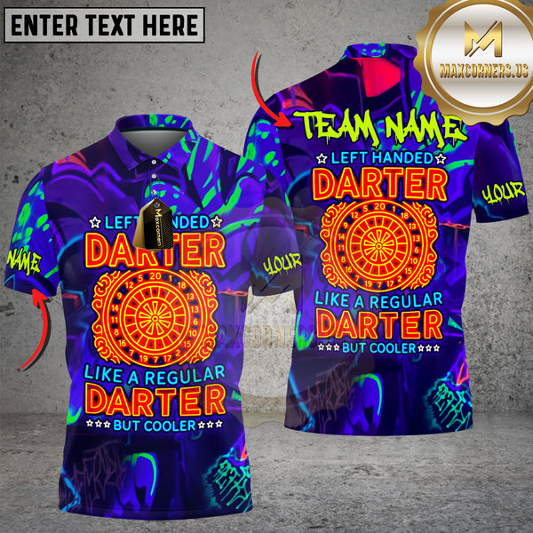 Maxcorners Darts Left Handed Darter Like A Regular Darter But Cooler Neon Style Personalized Name 3D Unisex Shirt