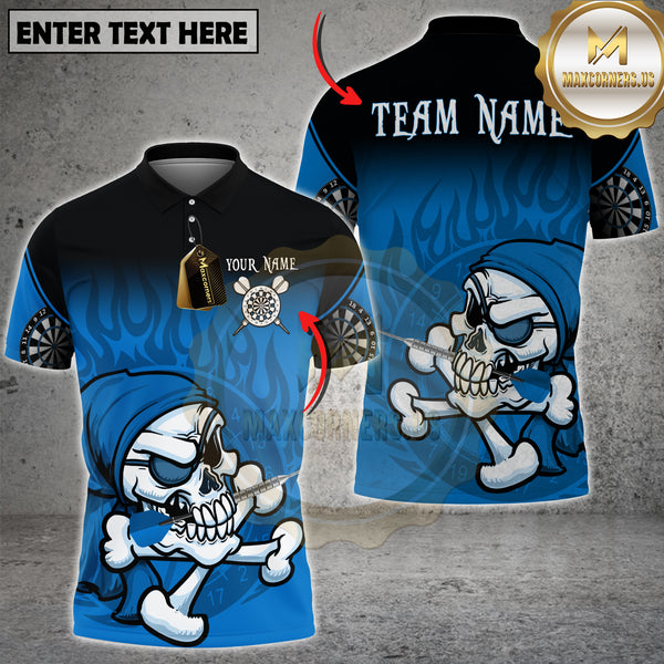 Maxcorners Darts Skull Flame Multicolor Customized Name, Team Name 3D Shirts