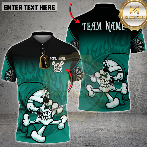 Maxcorners Darts Skull Flame Multicolor Customized Name, Team Name 3D Shirts
