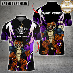 Maxcorners Bowling Tiger Power Multicolor Customized Name, Team Name 3D Shirts