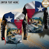 Maxcorners Texas Bass Fishing Texas Flag, Tx Fishing Customize Name Uv Long Sleeve Fishing Shirts