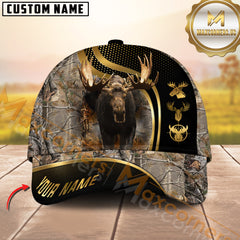 Maxcorners Golden Hunting Brown Camouflage Personalized Name 3D Cap (Multioption)
