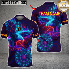 Maxcorners Darts Eagle Neon Glow Multicolor Options Personalized Name, Team Name 3D Shirt
