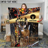 Maxcorners Deer Hunting Golden Pattern Camouflage Multicolor Personalized Name 3D Blanket