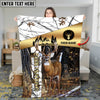 Maxcorners Deer Hunting Golden Pattern Camouflage Multicolor Personalized Name 3D Blanket