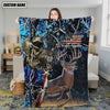 Maxcorners Hunting Deer American Flag Multicolor Personalized Name 3D Blanket