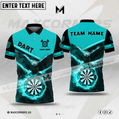 Maxcorners Darts Eagle Fire Flame Multicolor Option Customized Name, Team Name 3D Polo Shirt