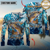 Maxcorners Fishing Therapy Personalized Name, Team Name 3D Long Sleeve Shirt