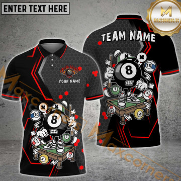 Maxcorners Billiard Funny Vibrant 8-Ball Pool Multicolor Options Personalized Name, Team Name 3D Shirt