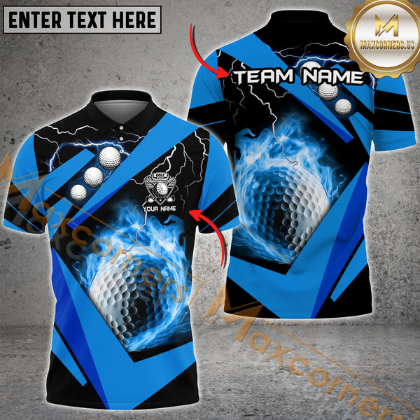 Maxcorners Golf Ball Fire Multicolor Options Personalized Name, Team Name 3D Shirt