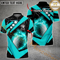 Maxcorners Golf Ball Fire Multicolor Options Personalized Name, Team Name 3D Shirt