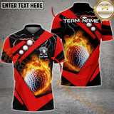Maxcorners Golf Ball Fire Multicolor Options Personalized Name, Team Name 3D Shirt
