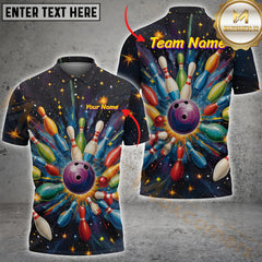 Maxcorners Bowling Colorful Vintage Personalized Name, Team Name 3D Shirt