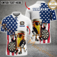 Maxcorners Darts Funny Beer Us Flag Personalized Name, Team Name 3D Shirt
