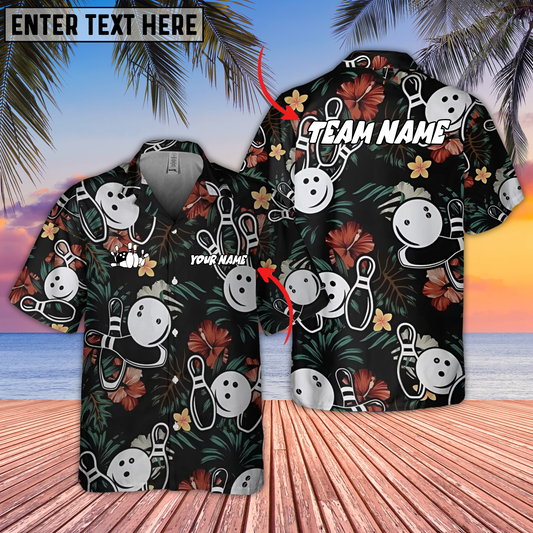 Maxcorners Bowling Midnight Strike Customized Name 3D Hawaiian Shirt