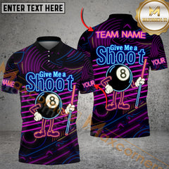 Maxcorners Neon Billiard 'Give Me a Shoot' 8-Ball Funny Team Jersey Customized Name, Team Name 3D Shirt