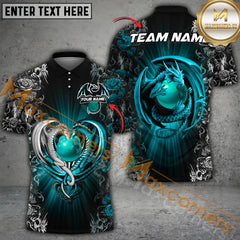 Maxcorners Dragon Flower Light Bowling Jersey Multicolor Option Customized Name, Team Name 3D Polo Shirt