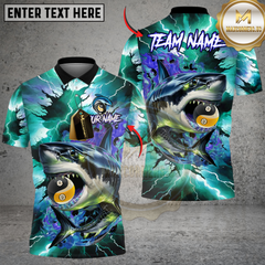 Maxcorners Billiard Lightning Shark Yin-Yang 8 & 9 Ball Multicolor Customized Name, Team Name 3D Shirt