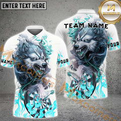 Maxcorners Darts Angry Wolf Multicolor Personalized Name, Team Name 3D Shirt