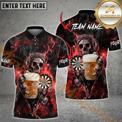 Maxcorners Darts Skull And Beer Multicolor Customized Name, Team Name 3D Shirts