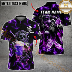 Maxcorners Billiard Skull And Beer Multicolor Customized Name, Team Name 3D Shirt