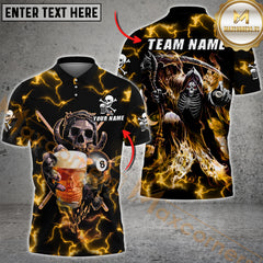 Maxcorners Billiard Skull And Beer Multicolor Customized Name, Team Name 3D Shirt