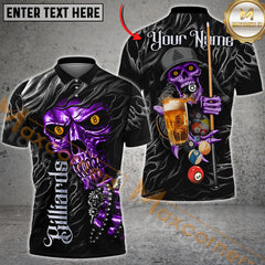Maxcorners Billiard Skull And Beer Multicolor Customized Name, Team Name 3D Shirt