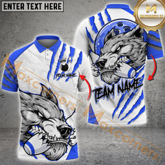 Maxcorners Bowling Wolf Strike Power Multicolor Customized Name, Team Name 3D Shirts