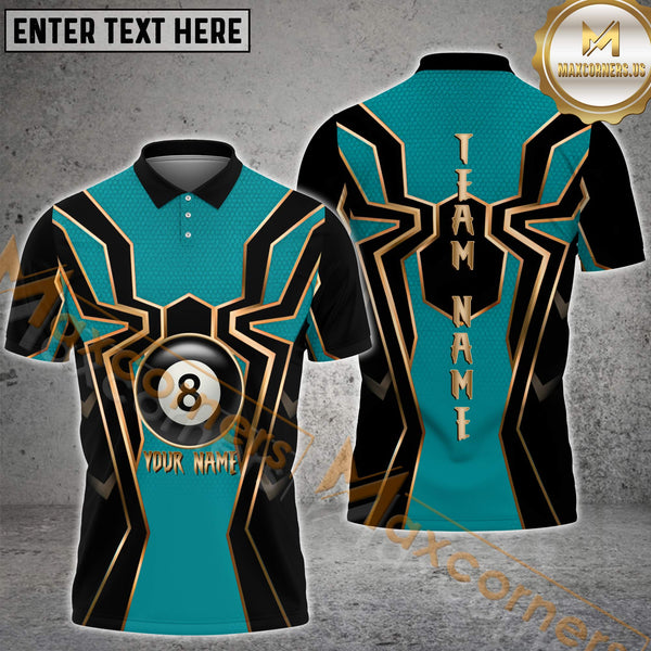 Maxcorners Billiard 8-Ball Pool Golden Master Multicolor Options Personalized Name, Team Name 3D Shirt
