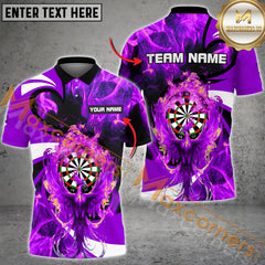 Maxcorners Darts Phoenix Fire Flame Mutilcolor Options Personalized Name, Team Name 3D Polo Shirt