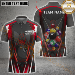 Maxcorners Billiard Flaming Pool Balls Multicolor Options Personalized Name, Team Name 3D Shirt