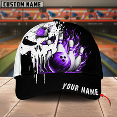Maxcorners Bowling Punished Skull Flame Multicolor Personalized Name 3D Cap